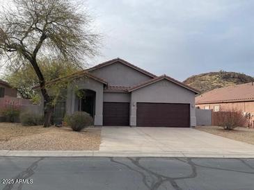 Charming single-story home featuring a two-car garage and desert landscaping at 4943 S Las Mananitas Trl, Gold Canyon, AZ 85118