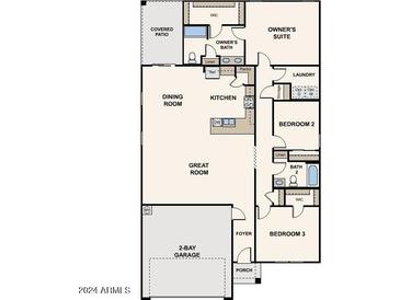 Open floor plan featuring 2-bay garage, 3 bedrooms, and covered patio at 1415 W Pelayo St, Coolidge, AZ 85128