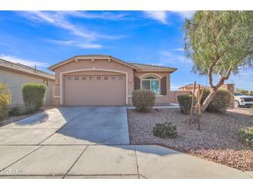 Single-story home with attached garage and landscaped front yard at 463 W Pinnacle Ridge Dr, San Tan Valley, AZ 85140