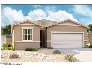 Tan one-story house with a two-car garage and desert landscaping at 18564 E Dario Rd, Gold Canyon, AZ 85118