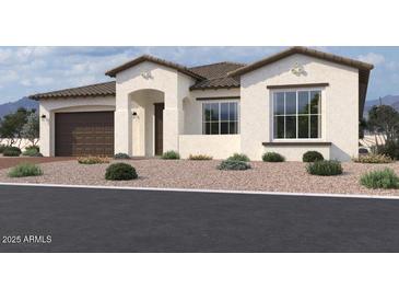 Single-story home with brown garage door and desert landscaping at 22826 E Alyssa Rd, Queen Creek, AZ 85142