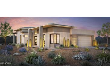 Stunning desert contemporary home with landscaped yard and two-car garage at 23718 N 126Th Pl, Scottsdale, AZ 85255