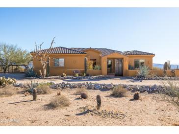 Desert landscape home with stucco exterior and tile roof at 31617 N 168Th St, Rio Verde, AZ 85263