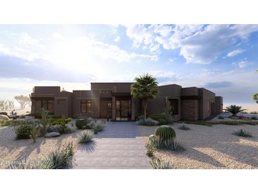 Modern home exterior with desert landscaping at 9235 E Vista Dr, Scottsdale, AZ 85262