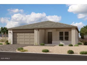 One-story home with a two-car garage and desert landscaping at 11453 E Utah Ave, Mesa, AZ 85212