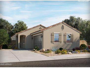 New single story home with garage and landscaping at 331 S San Fernando Ln, Casa Grande, AZ 85194