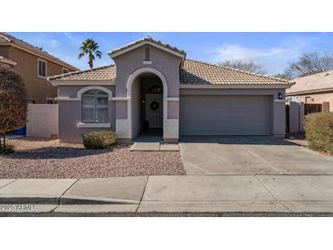 Single-story home with a two-car garage and desert landscaping at 12838 N 148Th Ln, Surprise, AZ 85379