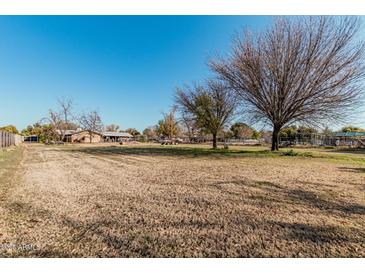 Large grassy backyard with mature trees and a home in the distance at 4035 W Country Gables Dr, Phoenix, AZ 85053