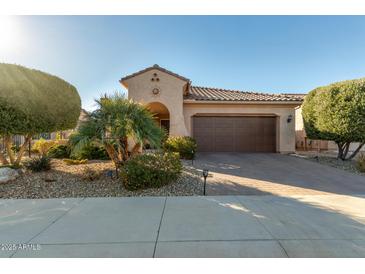 Beautiful desert home with a 2 car garage, mature landscaping, and a welcoming front porch at 21720 N 265Th Dr, Buckeye, AZ 85396