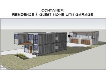 Modern container home with attached garage and guest house at 9428 N 9Th Ave, Phoenix, AZ 85021