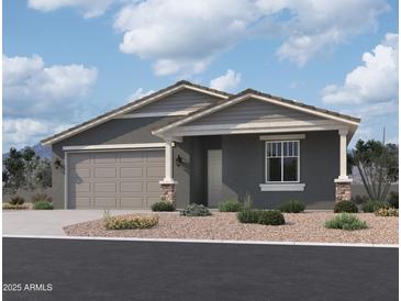 Single-story home with gray exterior, two-car garage, and landscaping at 9530 W Luxton Ln, Tolleson, AZ 85353