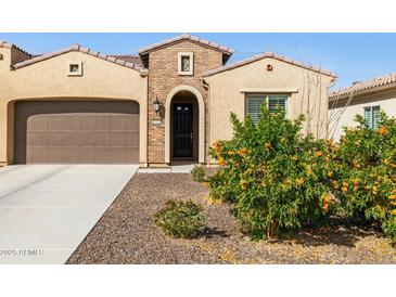 Charming single-story home with a well-manicured front yard and inviting entrance at 16954 W Palm Ln, Goodyear, AZ 85395