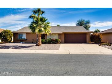 Ranch-style home with a two-car garage and desert landscaping at 19811 N 130Th Ave, Sun City West, AZ 85375