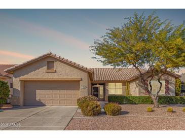 Charming single-story home with well-maintained landscaping and a two-car garage at 17816 W Mariposa Dr, Surprise, AZ 85374