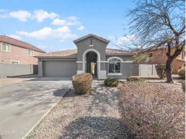 Charming single-story home featuring a well-maintained front yard, a two car garage, and an arched front entry at 29219 N Red Finch Dr, San Tan Valley, AZ 85143
