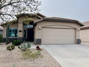Charming home featuring desert landscaping and an attached two-car garage at 1203 W Mesquite Tree Ln, San Tan Valley, AZ 85143