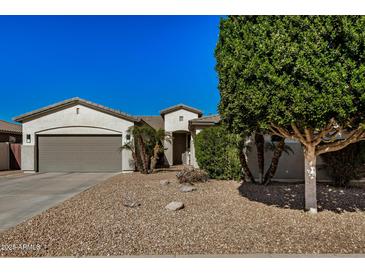 Charming single-story home with desert landscaping, mature trees, and a two-car garage at 3194 E Mead Dr, Chandler, AZ 85249