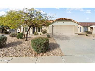 Charming single-story home with a well-maintained yard and two-car garage at 22420 N 147Th Dr, Sun City West, AZ 85375