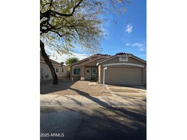 Inviting single-story home with well-kept landscaping, neutral paint, attached two car garage and shade tree at 853 E Ross Ave, Phoenix, AZ 85024