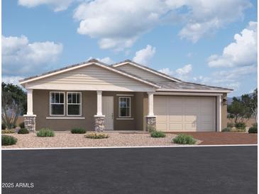 Charming single-story home with a two car garage, neutral color scheme and gravel landscaping at 26388 N 77Th Dr, Peoria, AZ 85383