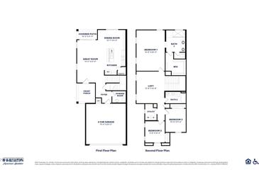 Detailed two-story floor plan showing the layout of this spacious home with a 2-car garage at 21056 N 58Th St, Phoenix, AZ 85054