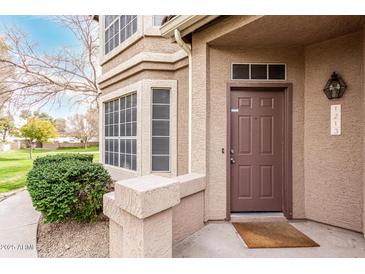 Inviting front entrance featuring a brown door and well-maintained landscaping at 2875 W Highland St # 1213, Chandler, AZ 85224