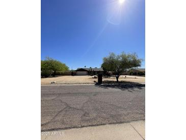 Single-story home featuring desert landscaping, mature trees, and clear blue sky at 16423 N 41St Pl, Phoenix, AZ 85032