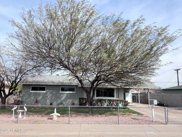 Charming single story home with mature tree, fenced yard, and gray exterior at 3934 W Windsor Ave, Phoenix, AZ 85009