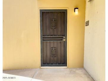 The entrance of a unit with security door, light fixture and unit number 253 at 4630 N 68Th St # 253, Scottsdale, AZ 85251