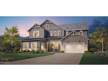 Charming two-story home features neutral paint, a landscaped yard, and a welcoming entrance at 3391 W Sunstone Dr, San Tan Valley, AZ 85144
