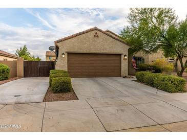 Two car garage with a well maintained front yard and desert landscaping at 17507 W Fetlock Trl, Surprise, AZ 85387