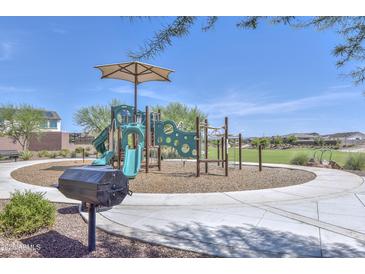 Community playground featuring a shaded play structure, slide, and grill, perfect for outdoor fun at 17152 W Oberlin Way, Surprise, AZ 85387