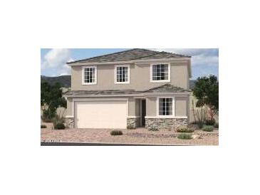 Charming two-story home featuring a stucco facade, stone accents, and an attached two-car garage at 11615 W Beck Ave, Youngtown, AZ 85363
