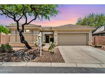 Beautiful single-story home with a two-car garage and desert landscaping at 41229 N Belfair Way, Anthem, AZ 85086