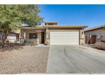 Charming single-story home featuring a well-manicured front yard and an attached two-car garage at 328 W Dragon Tree Ave, San Tan Valley, AZ 85140