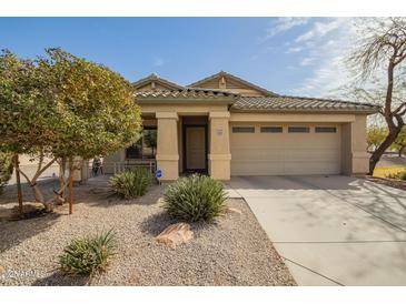 Charming single-story home with a well-manicured desert landscape and a two-car garage at 5123 S 235Th Dr, Buckeye, AZ 85326