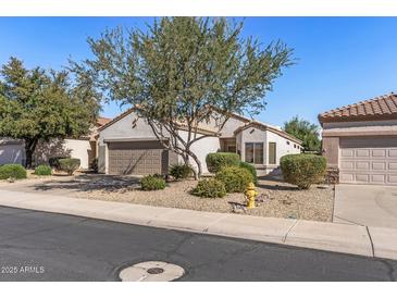 Charming single-story home with well-maintained landscaping and a two-car garage at 16232 W Montoya Dr, Surprise, AZ 85374