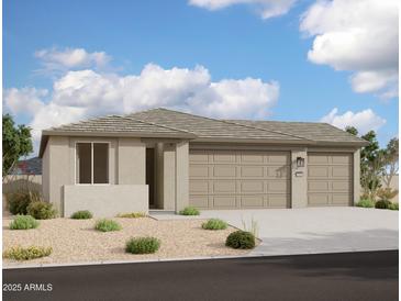Charming single-story home featuring a three-car garage and low maintenance desert landscaping at 32723 N Newby Dr, San Tan Valley, AZ 85140