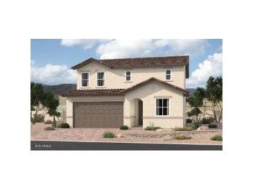 Charming two-story home featuring a tile roof, neutral color palette, and an attached two-car garage at 11605 W Green Dr, Youngtown, AZ 85363