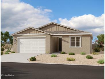 Charming single-story home with a two-car garage, desert landscaping, and a neutral color palette at 4293 E Brook Lynn Pl, San Tan Valley, AZ 85143