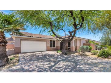 Charming single-story home featuring a two-car garage, desert landscaping, and a lovely mature shade tree at 13587 W Cypress St, Goodyear, AZ 85395