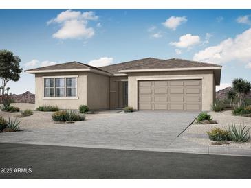 Beautiful single-story home with neutral stucco, a two-car garage, and desert landscaping at 13448 W Auburn Dr, Peoria, AZ 85383