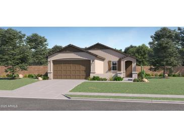 Charming single-Gathering home with a two-car garage and desert landscaping in the front yard at 24863 N 167Th Dr, Surprise, AZ 85387
