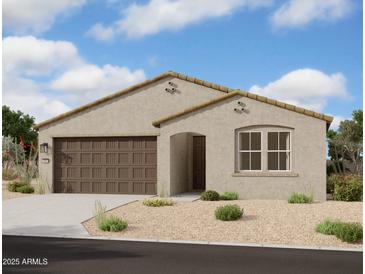 Charming single-story home with desert landscaping, covered entry, and a two-car garage at 4296 E Brook Lynn Pl, San Tan Valley, AZ 85140