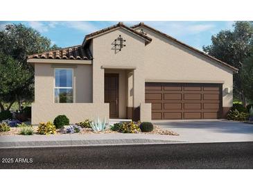 Charming single-story home with desert landscaping and a two-car garage at 41915 W Hospitality Ln, Maricopa, AZ 85138