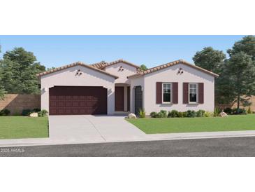 Charming single-story home featuring stucco exterior, tile roof, and attached two-car garage at 3735 E Kenley Ln, San Tan Valley, AZ 85143