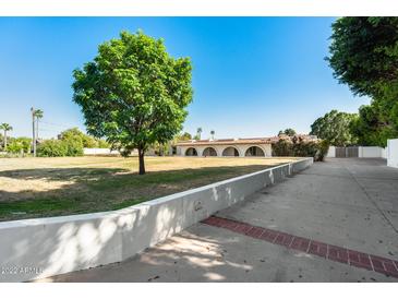 Expansive property with a lush green lawn and large, well-manicured tree, offering a serene and inviting outdoor space at 5501 E Camelback Rd, Phoenix, AZ 85018