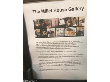 The Millet House Gallery Poster, showcasing artwork from emerging artists at 440 W 1St W St, Mesa, AZ 85201