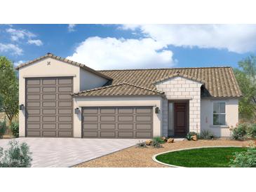 Charming single-Gathering home with a three car garage, neutral colors and a tile roof at 1275 E Ridgerock Loop, Casa Grande, AZ 85122