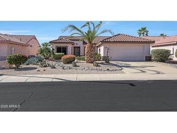 Charming single-story home with xeriscaped front yard and two-car garage at 16017 W Wildflower Dr, Surprise, AZ 85374